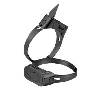 Open Black Stainless Steel Rings with Knife