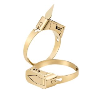 Open Golden Stainless Steel Ring with Knife