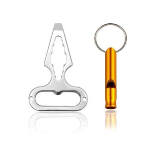 Porte-clés de défense personnelle, ouvre-bouteille, clé à molette et sifflet