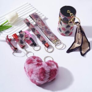 7 piezas Llavero Corazón Arco Iris Kits de Autodefensa para Mujer