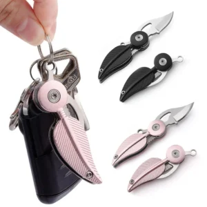 Creative Feather Self-defense Keychain Folding Pocket Knife Multi Tool