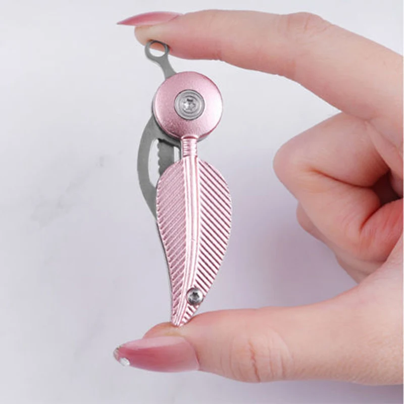 Creative Feather Self-defense Keychain Folding Pocket Knife Multi Tool