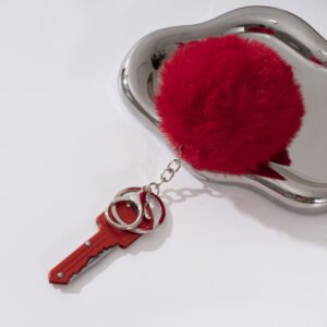 Colorful Key Folding Pocket Knife Self-Defense Keychain With Pom-Pom