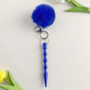 Self-Defense Kubotan Keychain – Non-Lethal & Legal in Most States, Includes Cute Pom-Pom for Discreet Carry
