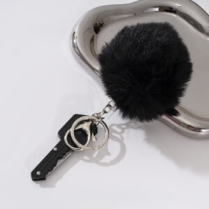 Colorful Key Folding Pocket Knife Self-Defense Keychain With Pom-Pom