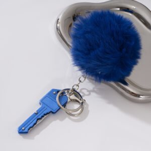 Colorful Key Folding Pocket Knife Self-Defense Keychain With Pom-Pom