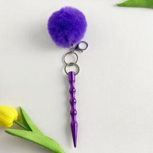 Self-Defense Kubotan Keychain – Non-Lethal & Legal in Most States, Includes Cute Pom-Pom for Discreet Carry