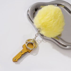 Colorful Key Folding Pocket Knife Self-Defense Keychain With Pom-Pom