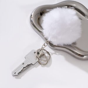 Colorful Key Folding Pocket Knife Self-Defense Keychain With Pom-Pom