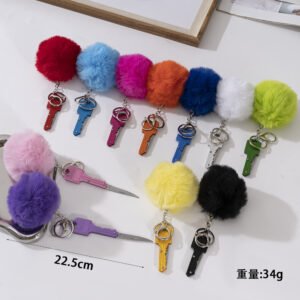 Amazon Mini Multifunctional Key Pocket Knife Fur Ball 2-Piece Pendant Outdoor Key Pocket Knife Self-Defense Keychain - Imagen 2