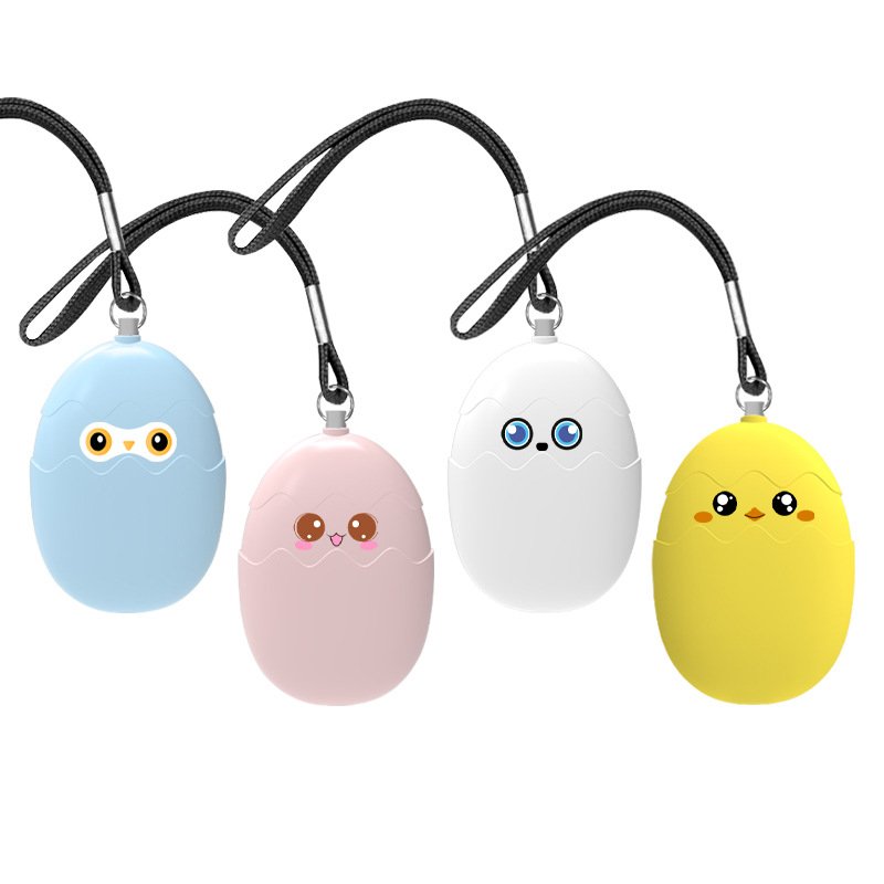 cartoon anti-wolf alarm, 130 decibel self-defense alarm, egg-shaped LED flashing light, personal alarm